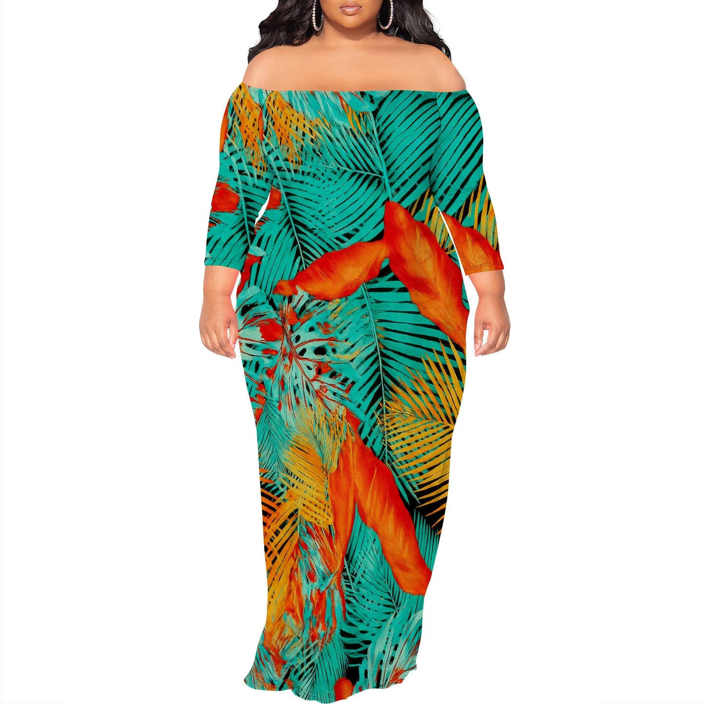 Maxi Dress for Women V Neck Casual 3/4 Sleeve Wrap Sexy Long Dresses Floral with Belt