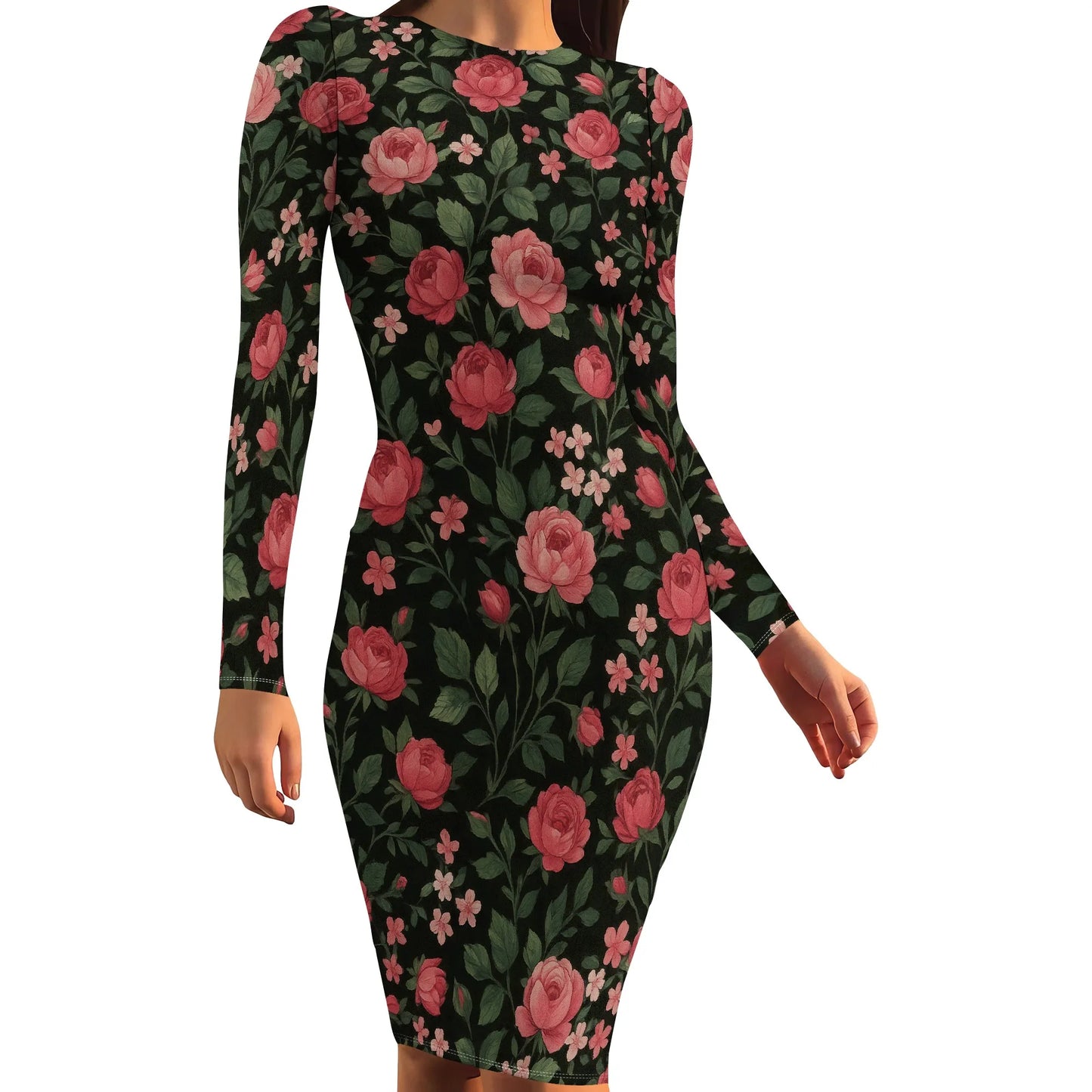 Womens Autumn Dresses Long Sleeve Basic Pencil Smocked Elastic Waist Casual A-Line Sexy Bodycon Mini Dress