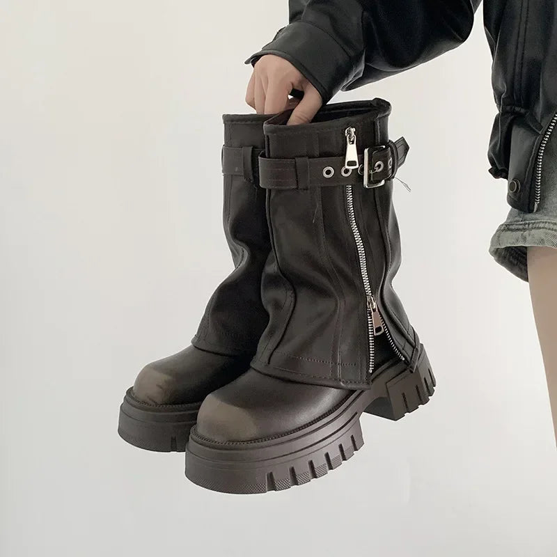 Manufacturer Winter Women Boots Fashion Belt Buckle Ladies Elegant Platform Long Pipe Booties Casual Women's Knee High Booties2024 boots