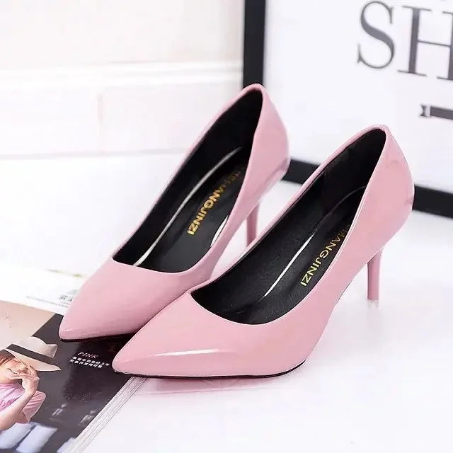 Manufacturer Large Size Ladies Casual Office Shoes Fashion Pure Color Low Cut High Heels New Style Rubber Upgraded Version Pumps