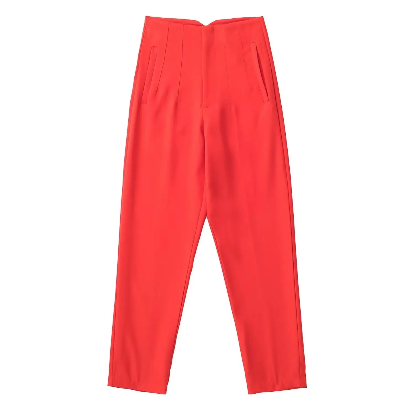 Willshela Women Fashion Straight Pants High Waist Front Zipper Trousers Vintage Full Length Female Chic Lady