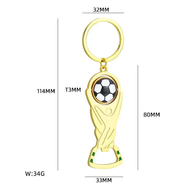 Manufacturer 2026 US-Canada-Mexico Football Cup Trophy Key Chain Bottle Opener Key Chain Pendant Football Hercules Cup Rotatable Fans Small G kitchen gadgets