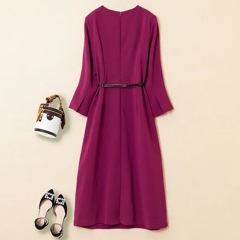 Plus Size Purple Evening Dress Plus Size Women's Autumn/Winter New Style Bridesmaid Dress Long Slim Fit For Special Oc...