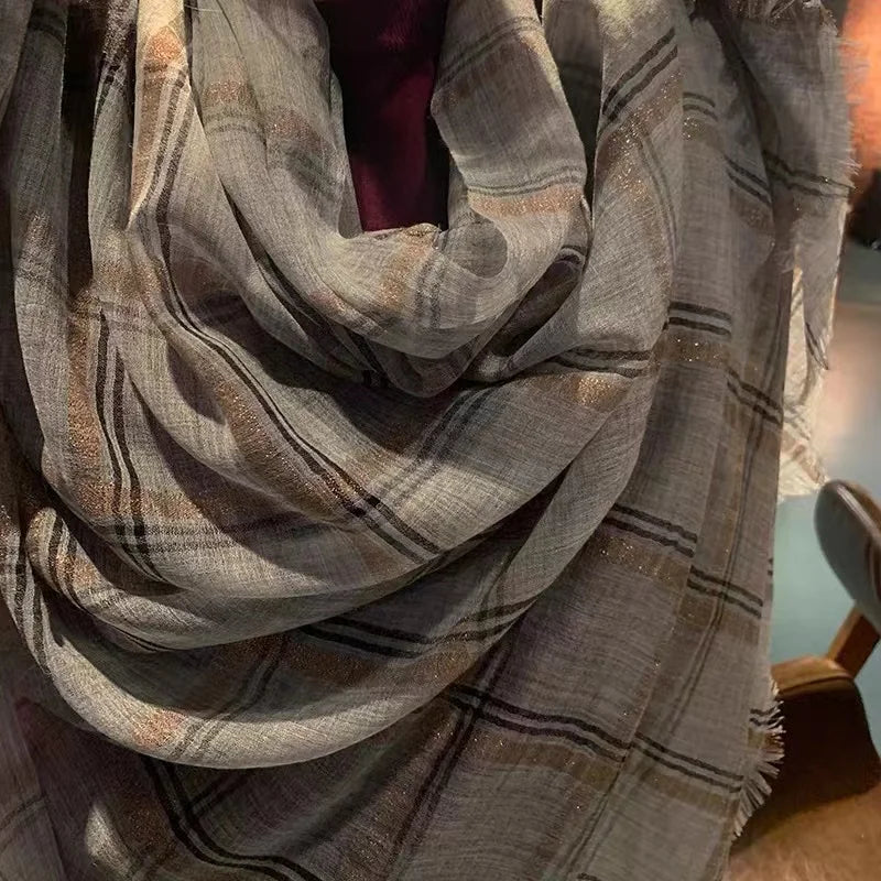 Women Cashmere Scarf with Warm Long Wraps Scarf Autumn Scarf England Classic Plaid Cashmere Scarves Fashion Luxury Shawl