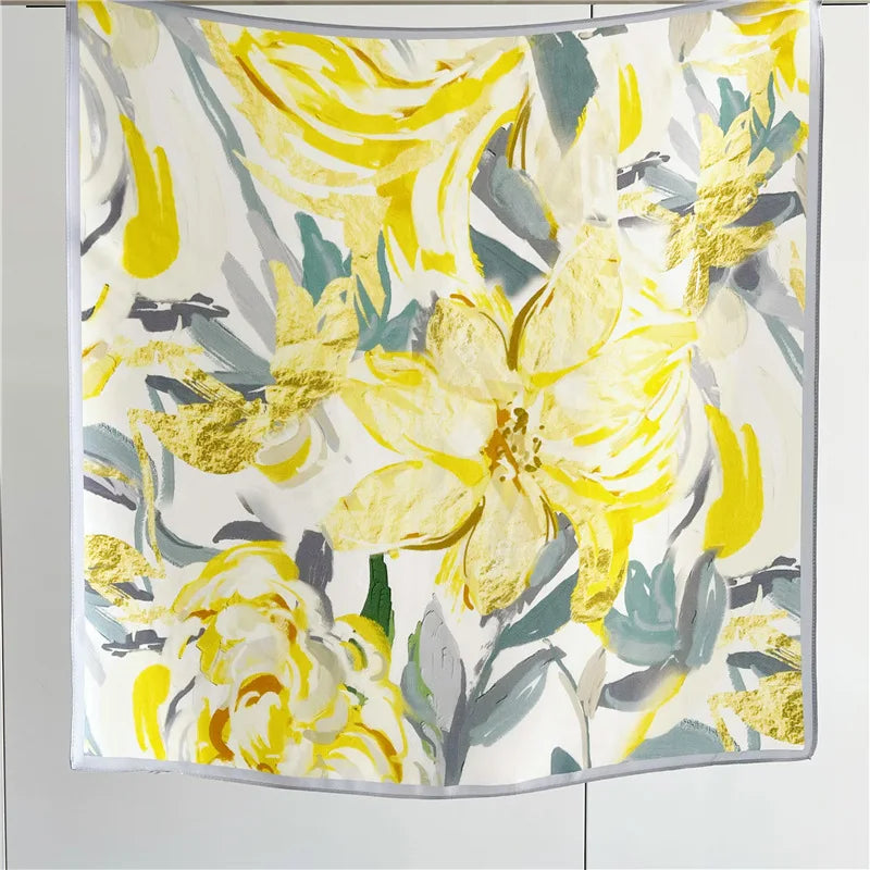 100% Natural Silk Scarf for Women Print Bufanda Mujer Real Silk Headscarf 65x65cm Bandanas Silk Scarves Square Neckscarf Wraps