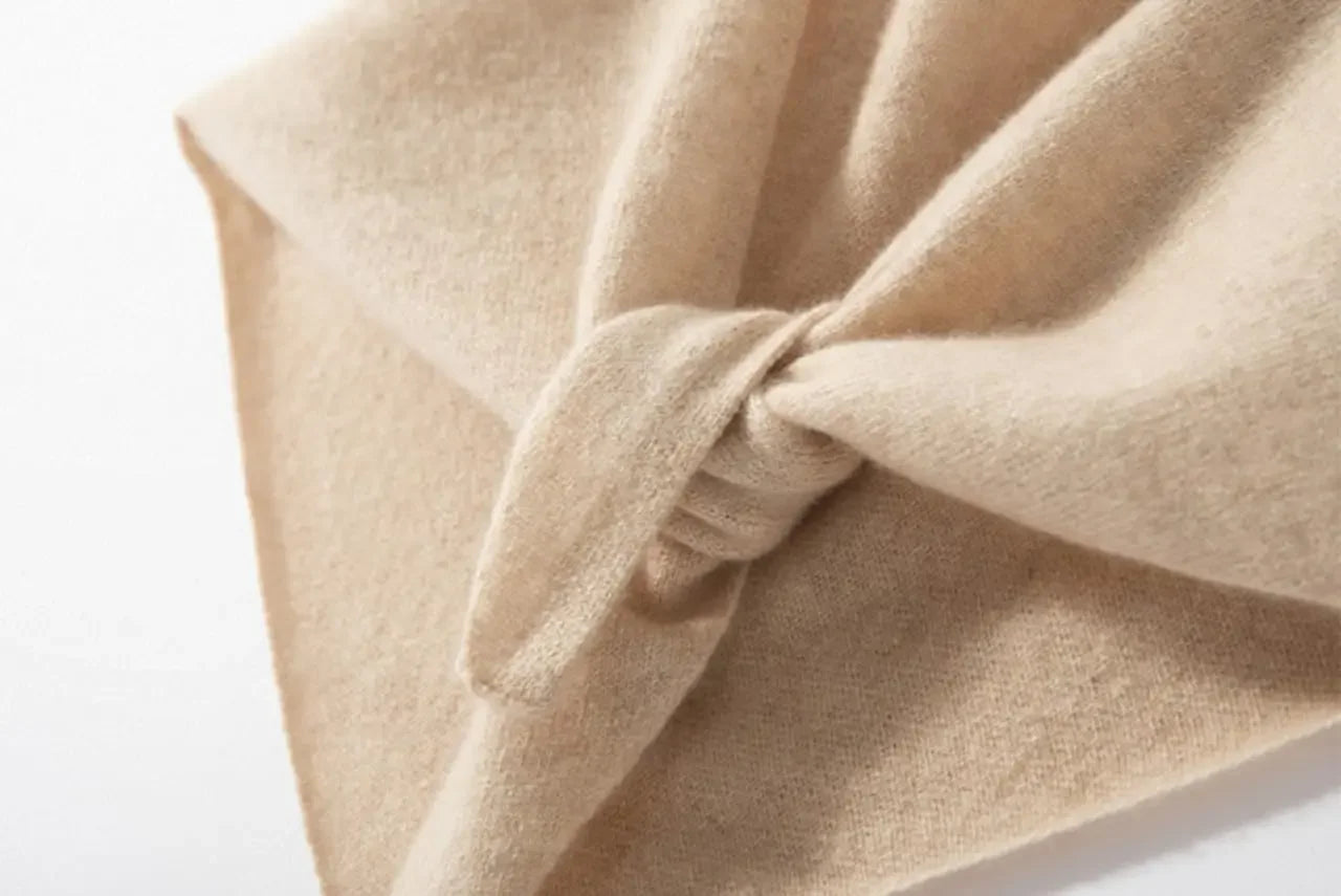Y2K 100%Cashmere Women's Knit Triangle Scarf - Downtown Girl Aesthetic Essential, Head Scarf & Trendy Shawl Combo