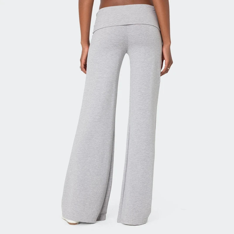 Casual Wide Leg Sweatpants for Women Fold Over Low Rise Flare Yoga Lounge Pants Back to School Clothes for Teen Girls Outfits pant