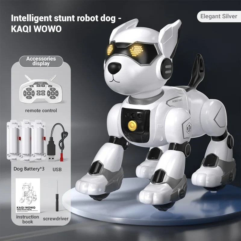 Smart Programming Stunt Dog Intelligent Remote Control Robot Dogs Toys 2.4G RC Stunt Dog Sensing Sing& Dancing RC Dog Toy Gift