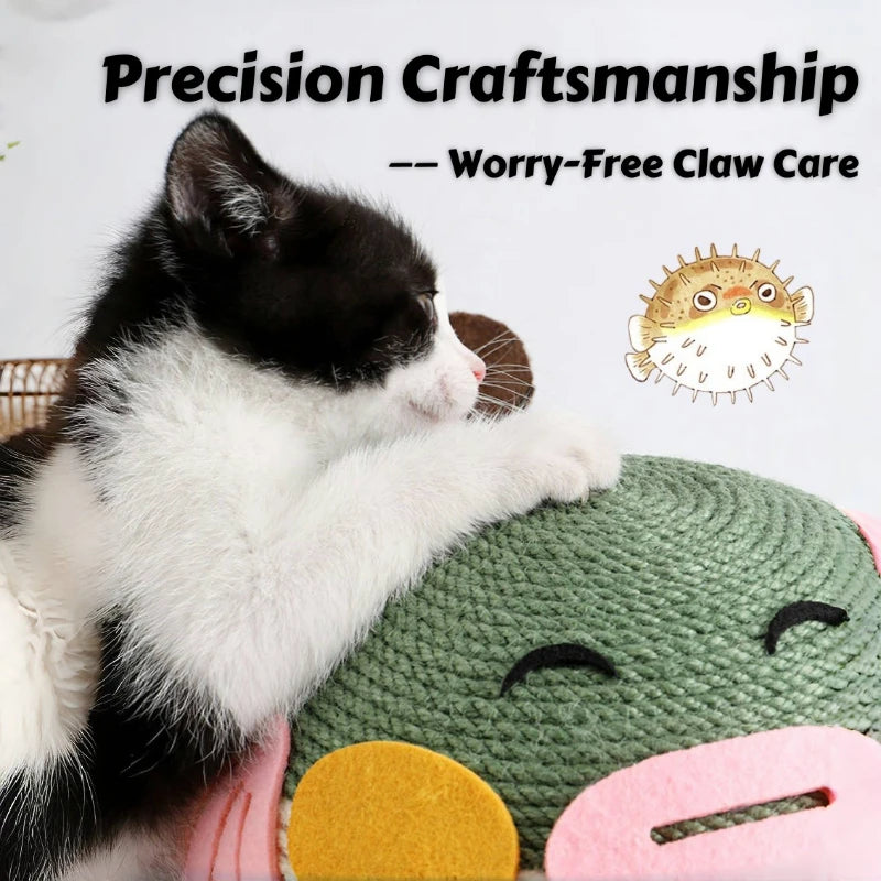 Pufferfish Scratching Ball Cat Toy – Self-Play Textured Surface with Grippy Fibers Solo Entertainment Pet Interactive Cat toy