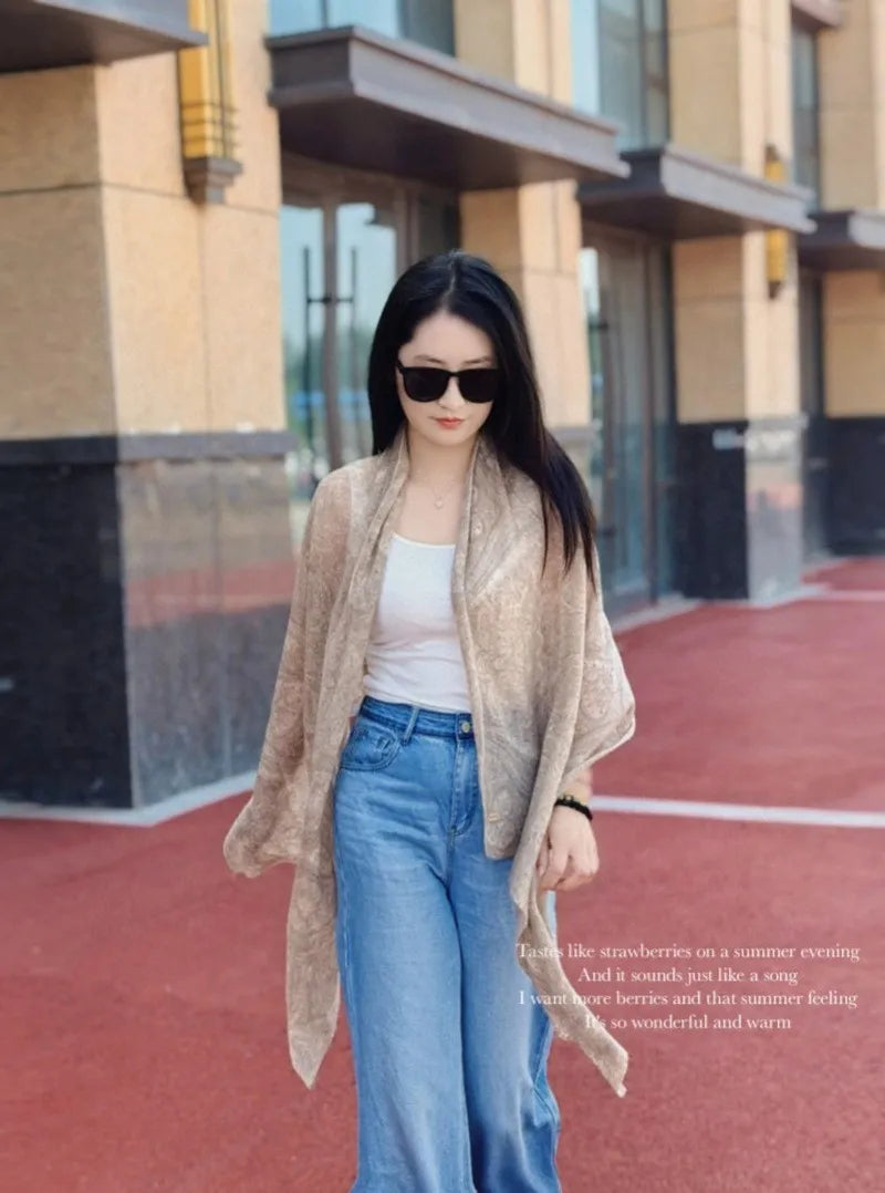 Naizaiga 100 cashmere jacquard weave luxury Women long shawl female fashion scarf DX