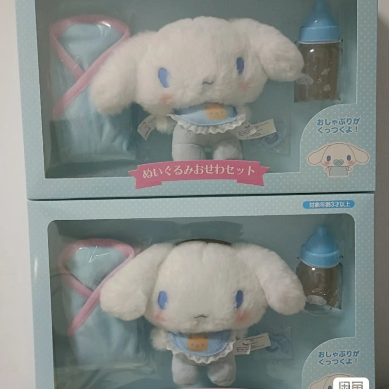Original Sanrio Baby Bottle Doll Box Set Hello Kitty Cinnamoroll Melody plush Model Dolls Collection Rooms Decoration Desk Toys