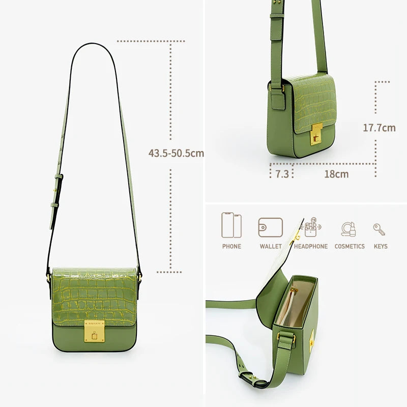 BAFELLI WOMEN BAGS FASHION LEATHER MINI BOXY BAG CROSSBODY ORIGINAL DESIGNER LUXURY SHOULDER SADDLE MESSENGER FEMALE K GOLD