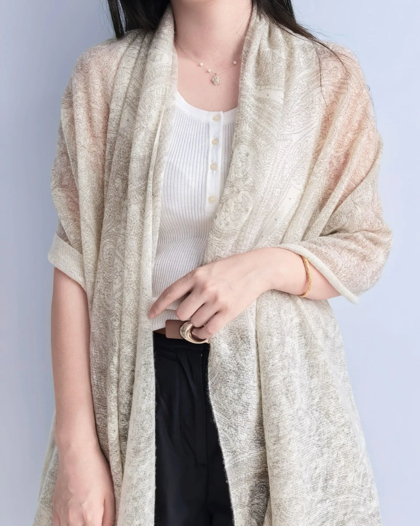 Naizaiga 100 cashmere jacquard weave luxury Women long shawl female fashion scarf DX