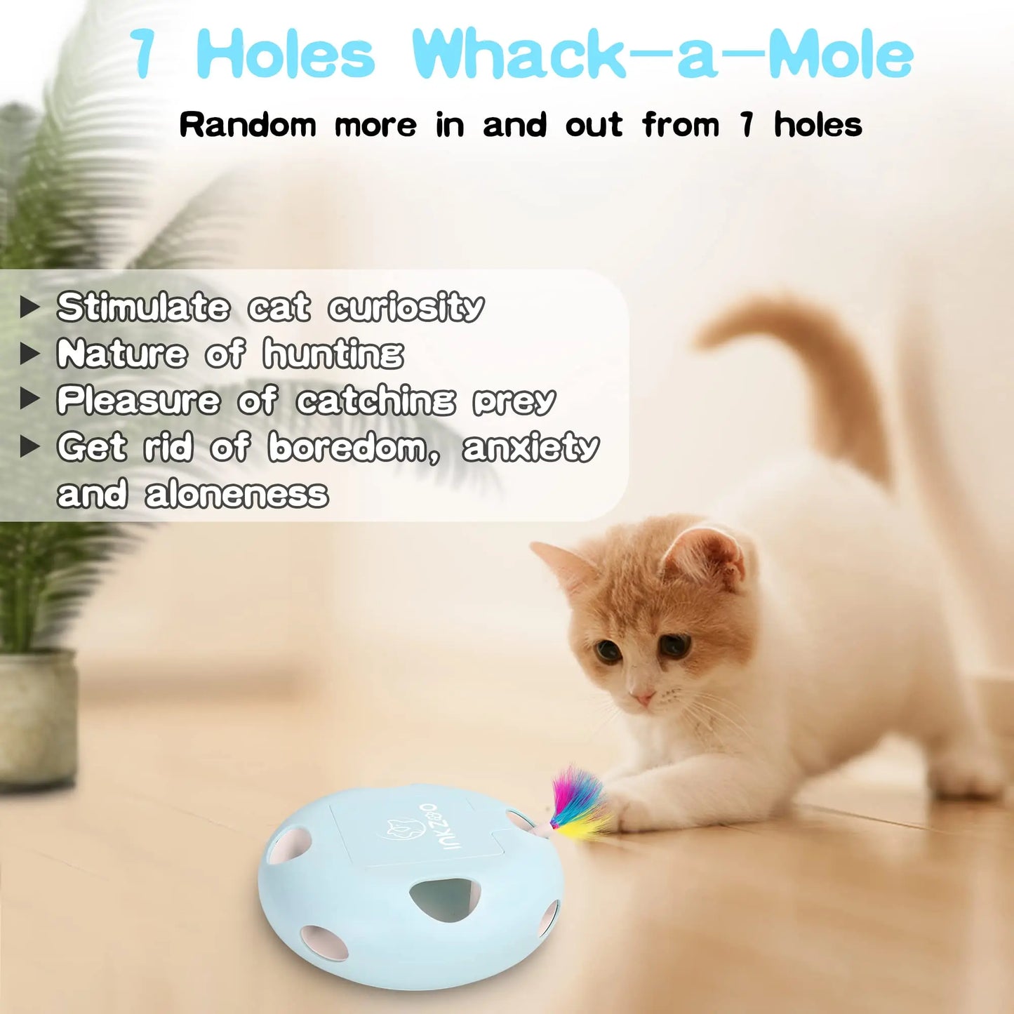 Cat Toys, Interactive Cat Toys for Indoor Cats, Smart Interactive Kitten Toy, Automatic 7 Holes Mice Whack-A-Mole Cat toy
