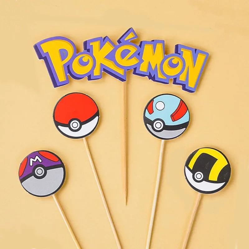 13Pcs/set Pokemon Cake Anime Figure Pikachu Party Happy Birthday Pokemon Cake Decoration Supplies Ornaments Boy Kids Gift