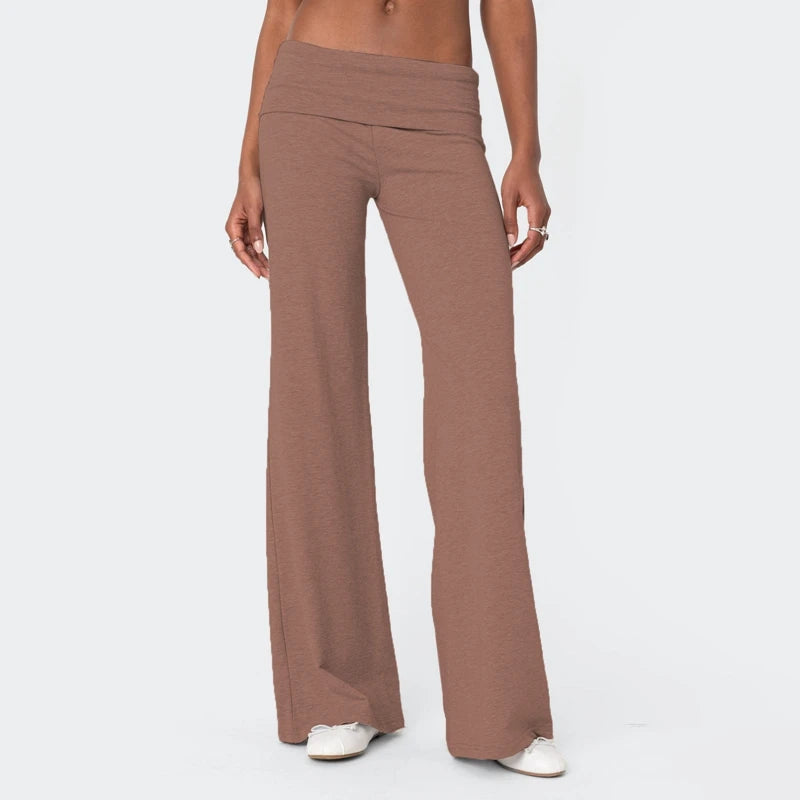 Casual Wide Leg Sweatpants for Women Fold Over Low Rise Flare Yoga Lounge Pants Back to School Clothes for Teen Girls Outfits pant