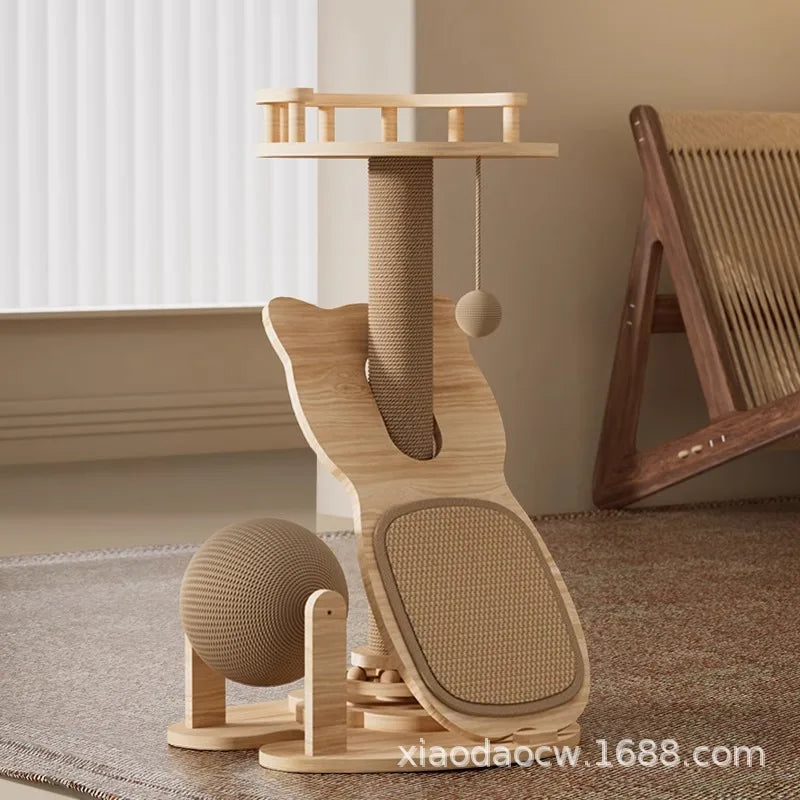 Sisal cat scratch-board, cat climbing frame, cat bed integrated, wear-resistant, small household hemp ball turntable toy cat toy