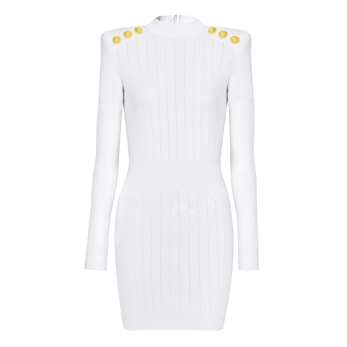 Three Colors Of High-quality New Fashionable Stretch Knit Solid Color Shoulder Button Long Sleeved Slim Fit Women's Dress