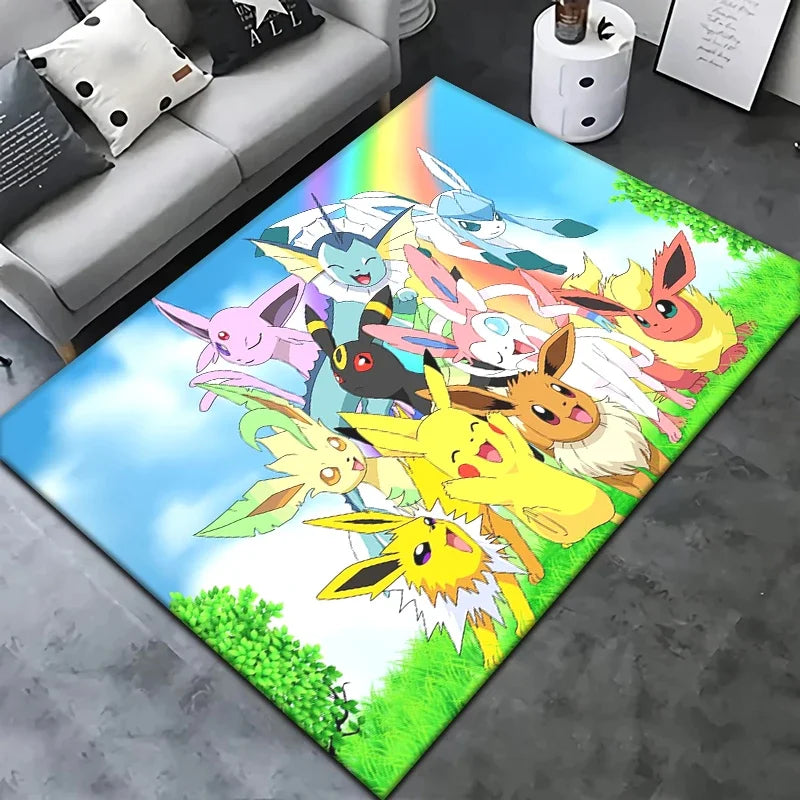 Pokemon Pikachu Cartoon Carpet Rug for Living Room Bedroom Decoration Picnic Camp Kitchen Carpet Crawling Carpet Decoration