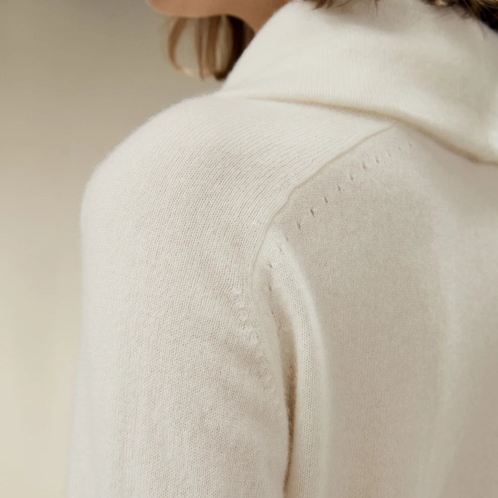 LILYSILK Women's 100% Cashmere Cowl Neck Sweater Ladies Elegant Pullover with Ribbed Sleeve for Work Casual Everyday Wear