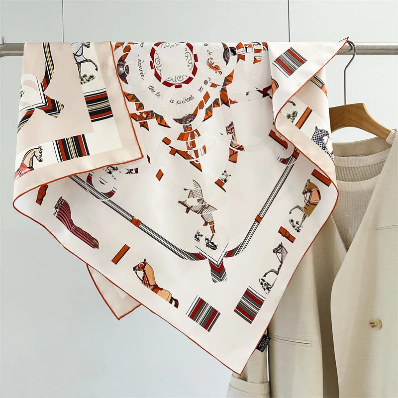 35" Large Square 100% Silk Scarf Neckerchief Double Sided Printing