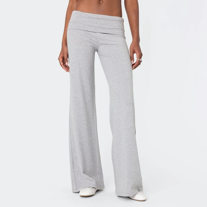 Casual Wide Leg Sweatpants for Women Fold Over Low Rise Flare Yoga Lounge Pants Back to School Clothes for Teen Girls Outfits pant