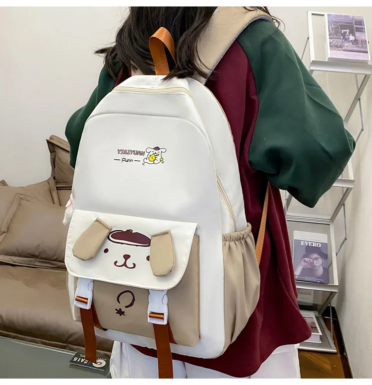 Sanrioed Cinnamoroll Kuromi Cute Kid Backpack Kawaii Cartoon 4Pcs Multifunctional School Bag school backpack Pencil Case Set