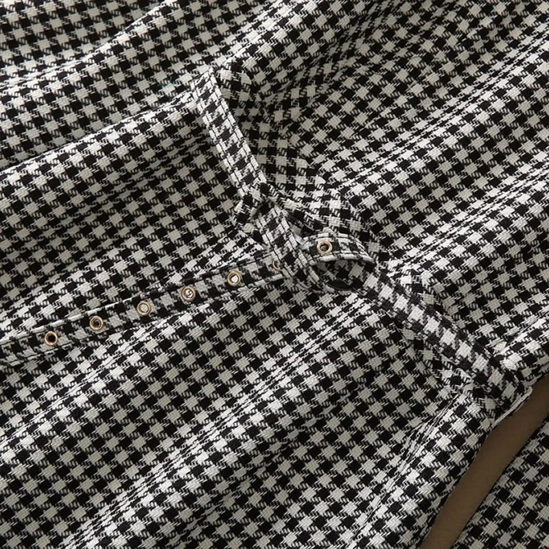 Princess Kate Houndstooth Dress Vintage Swallow Gird Women Dress Long Sleeve OL Dresses