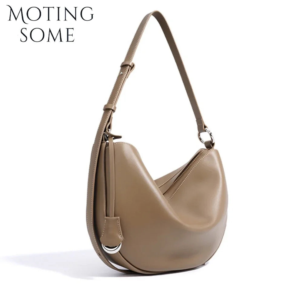 Motingsome New Designer Luxuy Hobos Bag Woman High Quality Natural Cow Genuine Leather Handbag Fashion Underarm Purses