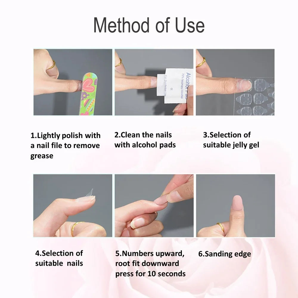 Handmade Korean Press on Nails Luxury Fairy Charm Design Reusable Adhesive False Nails Acrylic Full Cover Nail Tips for Girls