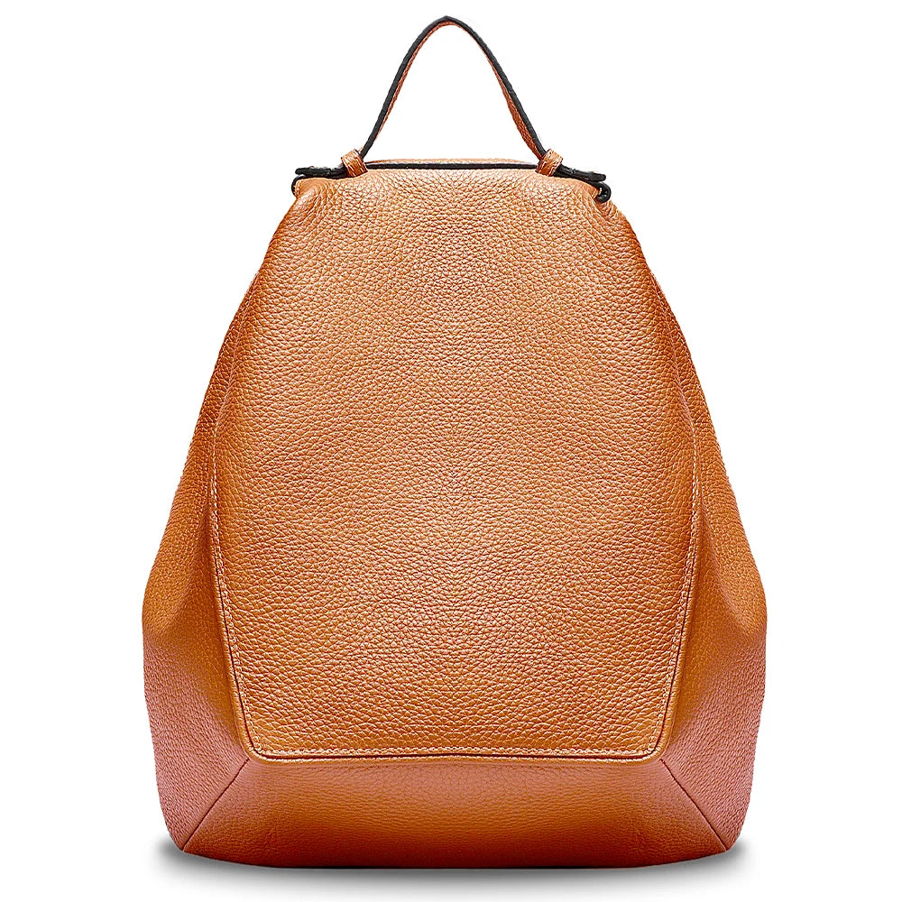 Zency Women Stylish Classic Backpack Khaki Genuine Leather Knapsack Satchel Purse Roomy with Pockets Fit A4 Ipad 9.7'' Rucksack bag