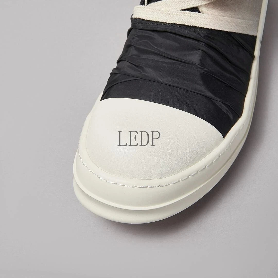 Manufacturer Brand New Luxury Casual O-wen Shoe Men Retro Style Black Canvas High-top Pleated With Black Cloth Boots Women Owens Flat Sneaker Sneakers