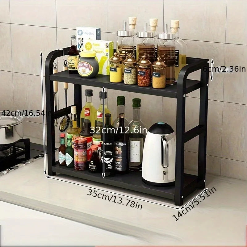 Manufacturer 1pc 2-Tier Metal Countertop Shelf - Space Saving Organizer for Coffee, Mugs & Condiments, Rustproof Kitchen Rack kitchen gadgets