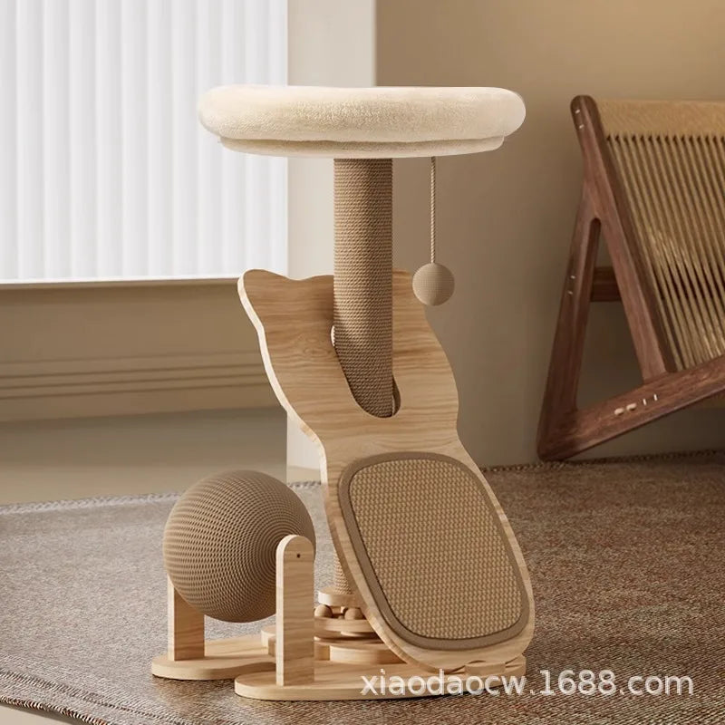 Sisal cat scratch-board, cat climbing frame, cat bed integrated, wear-resistant, small household hemp ball turntable toy cat toy