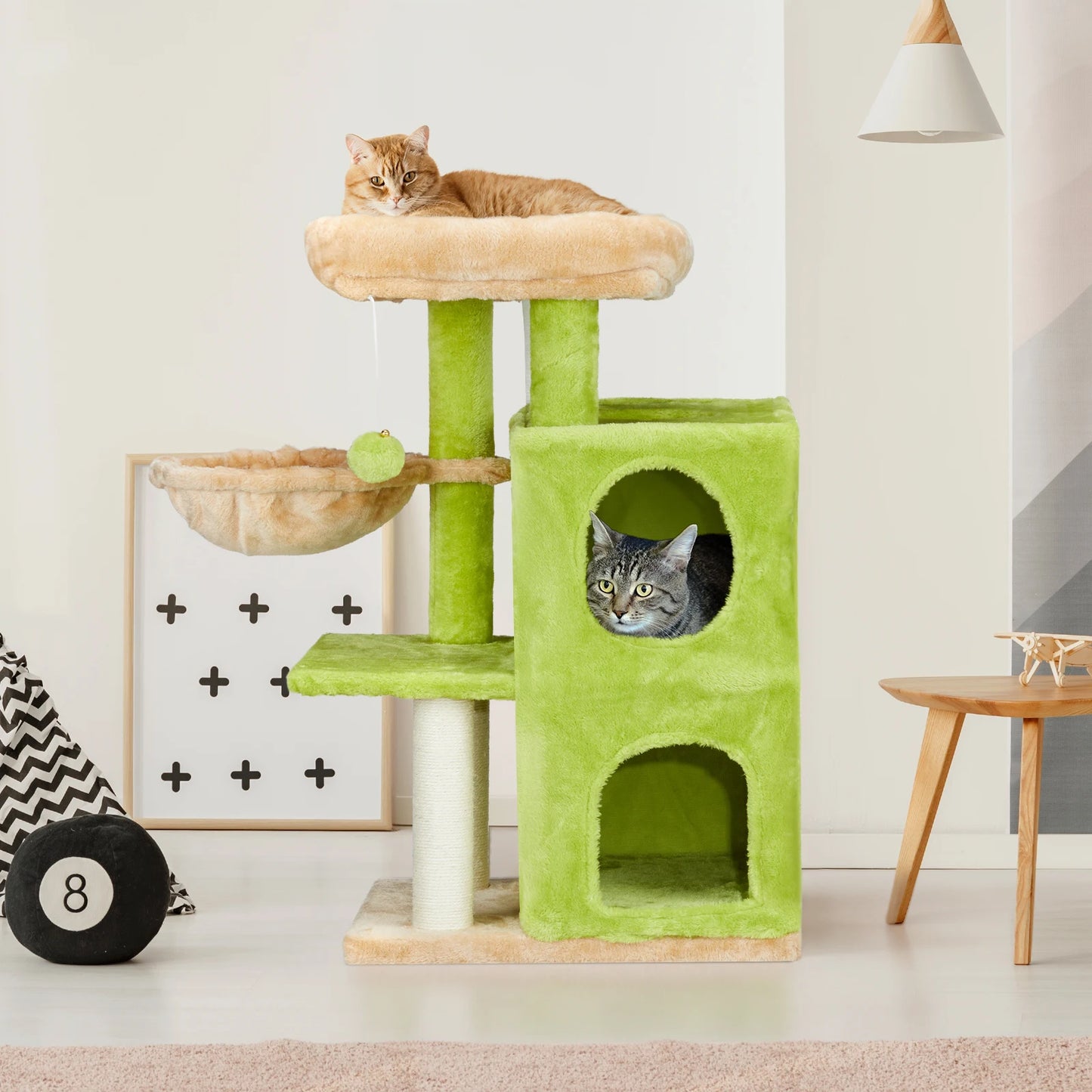33 inch Cat Tree Cat Tower for Indoor Cats, Cat Activity Center Play House with Large Padded Perch, Hammock, 2-Tiered Condo, Scr cat toy