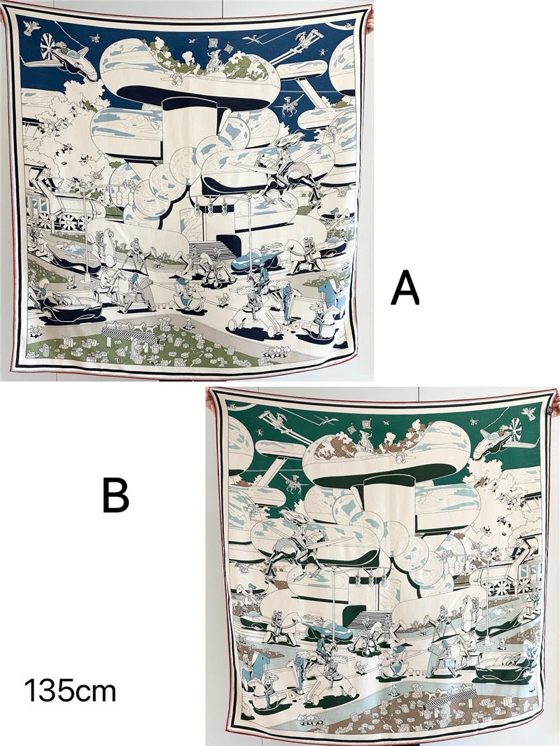 Reversible Scarf Wool Silk Scarfs Women Winter Shawls Warm Soft Pashmina Oversized Foulard Wrap Stole Christmas Gift