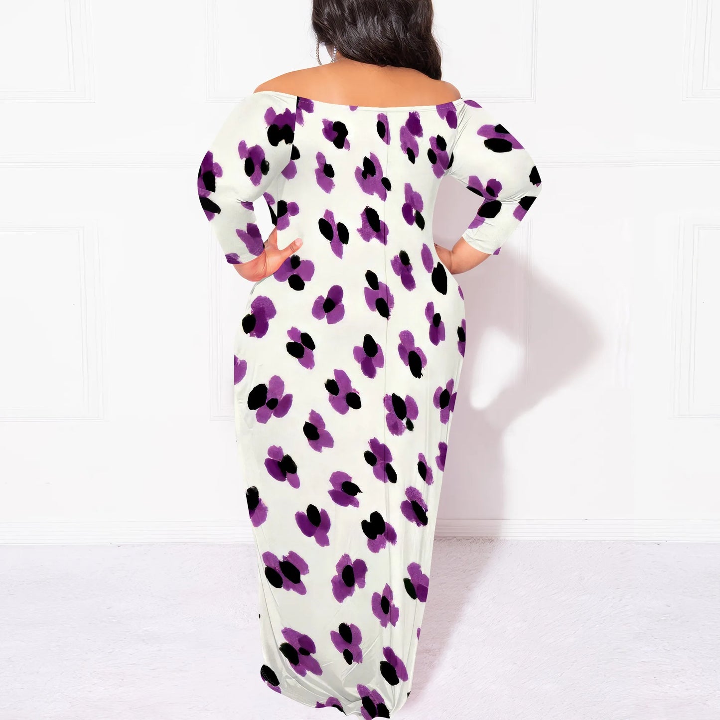 Maxi Dress for Women V Neck Casual 3/4 Sleeve Wrap Sexy Long Dresses Floral with Belt