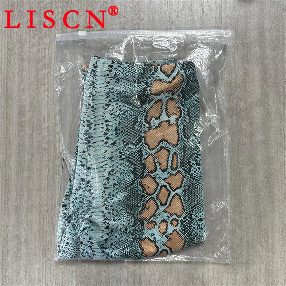 10 Bulk Items Wholesale Lots Knee Length Sexy Snake Printing Bodycon Y2k Pants Women Bottoms Summer Capris Clothes pant