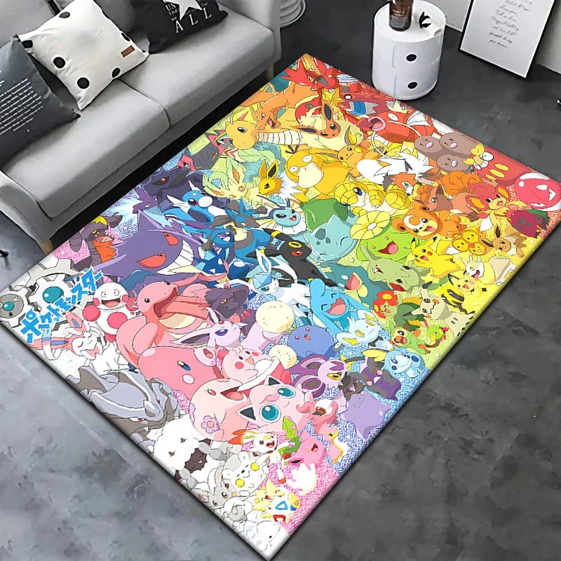 Pokemon Pikachu Cartoon Carpet Rug for Living Room Bedroom Decoration Picnic Camp Kitchen Carpet Crawling Carpet Decoration