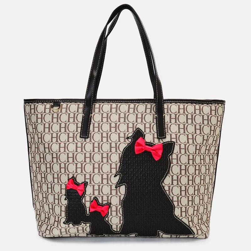 CH Letter Zipper Brand Fashion Elegant Large Capacity Ladies Shoulder Bag Knitting Pattern Design High Quality Ladies Handbag