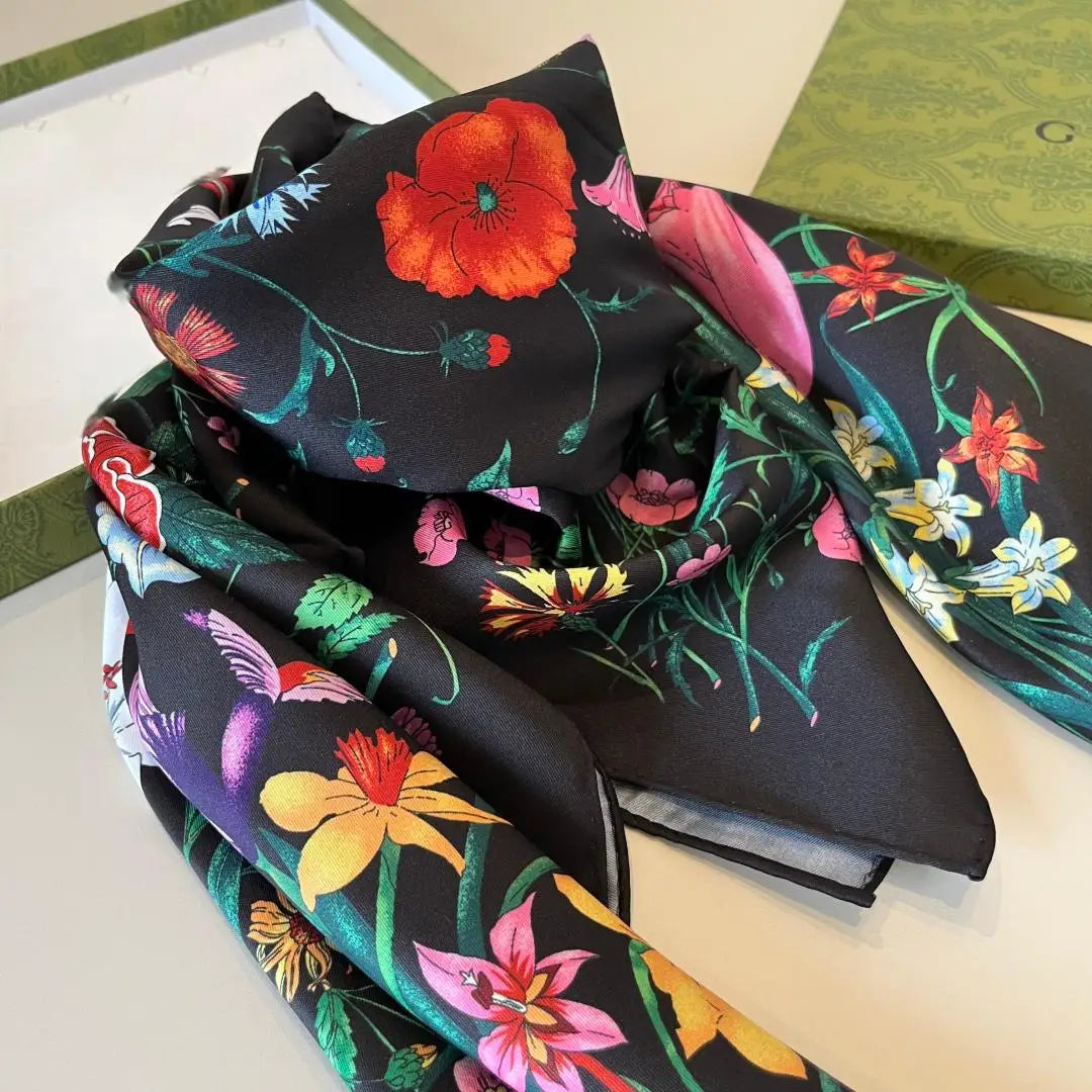 Designer Silk Scarf: Playful Versatility & Modern Flair - Effortlessly Chic Styling. Premium Gift for Fashion Enthusiasts