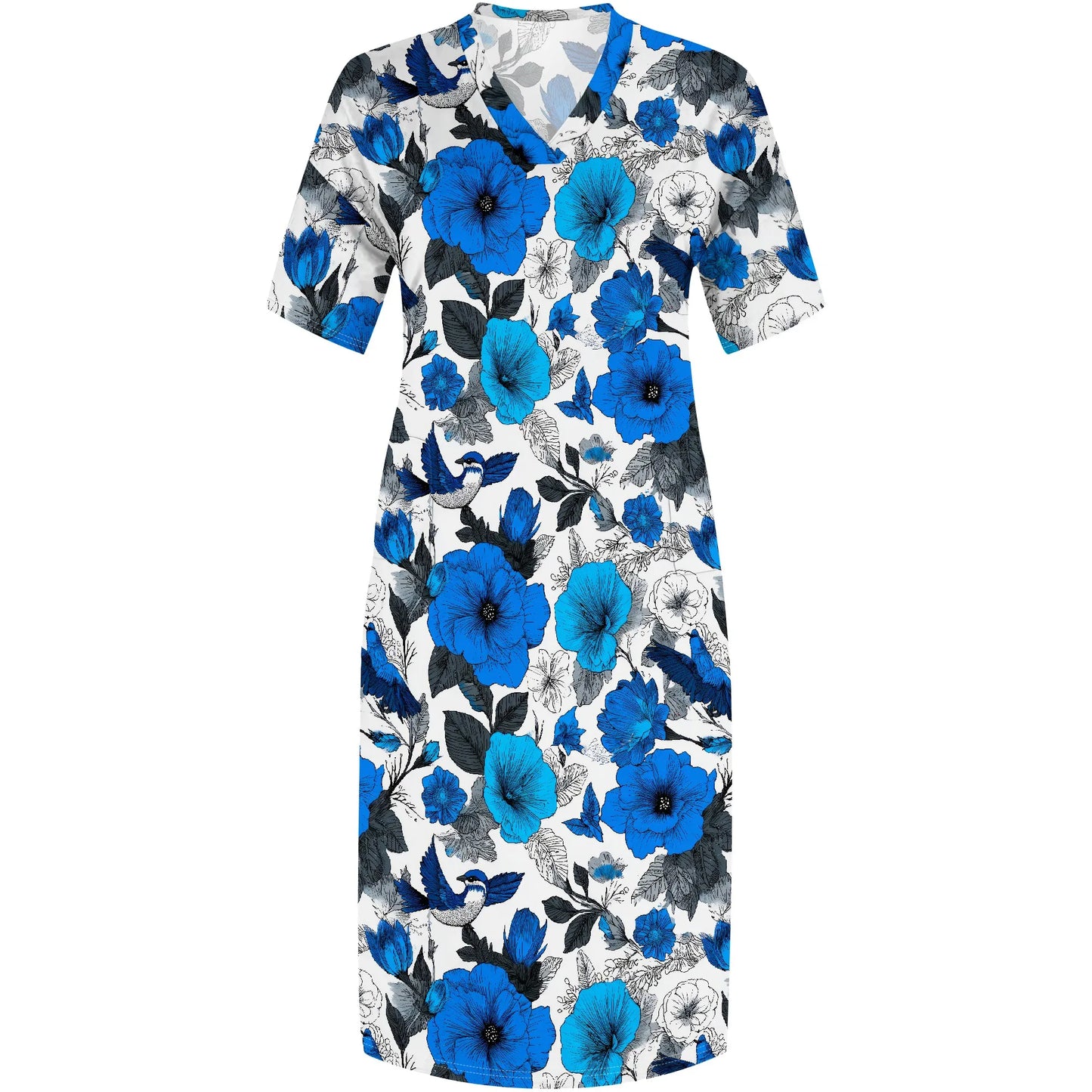 Women's Plus Size African Print Dresses Casual Loose Pocket Short Sleeve Long Maxi Dress