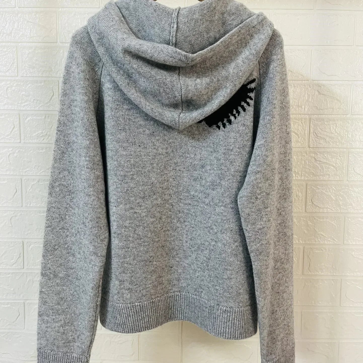 Women Hooded Sweater Heart-Shaped Letter Jacquard 100% Cashmere 3 Colors Casual Autumn Winter Lady Jumper
