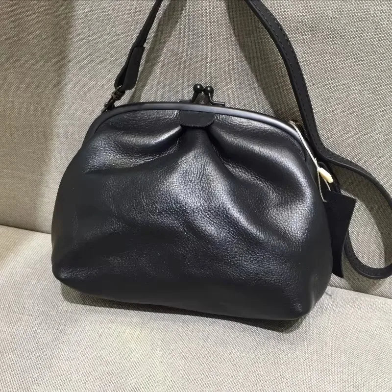 Genuine Leather Crossbody Bags For Women New High Quality Black Soft Cowhide Clip Shoulder Bag Exquisite Luxury Female Bag