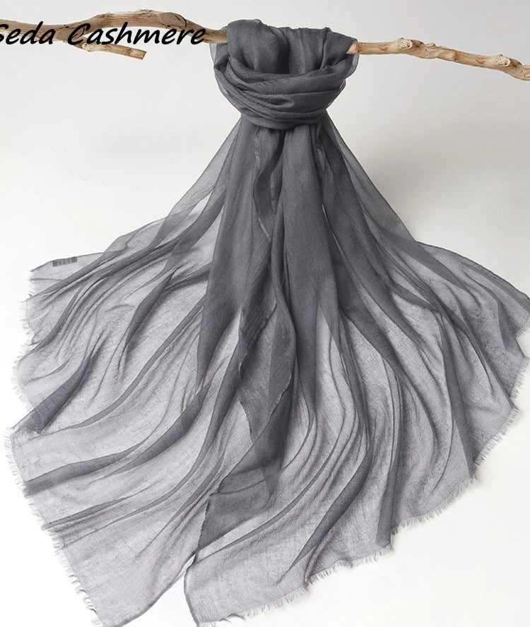 100% Cashmere Scarf Women Soft Warm Solid color, large shawl Lady Summer Spring Autumn Winter Elegant Inner Mongolia
