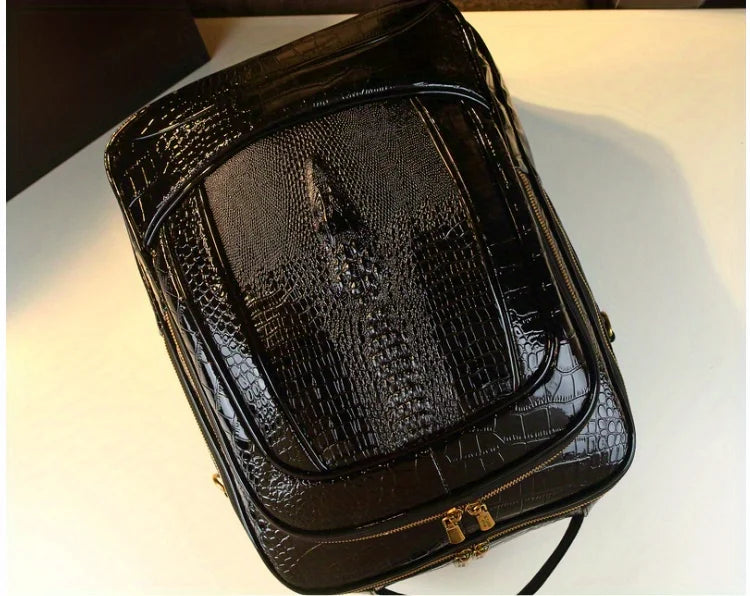 Light luxury shiny crocodile pattern backpack for men and women new spring fashion versatile large capacity travel backpack bag