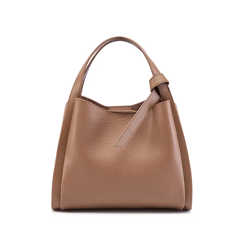 Cow Genuine Leather Bucket Bag For Women Luxury design Cowhide Crossbody Bag Commuter Shoulder Bag For Shopping handbag