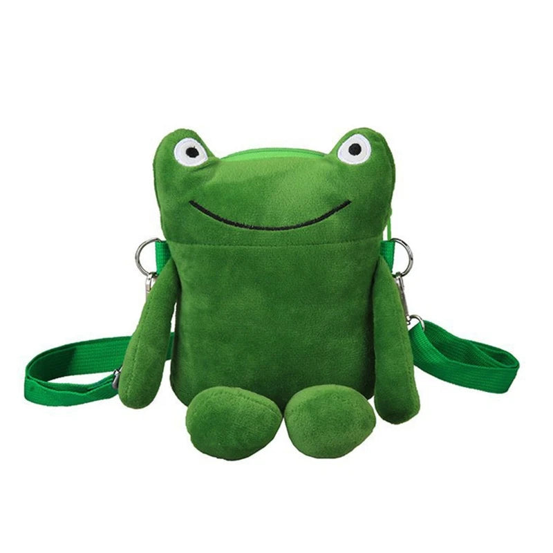 Lovley Plush Green for Frog Shoulder Bag Cartoon Bag for Family Gather