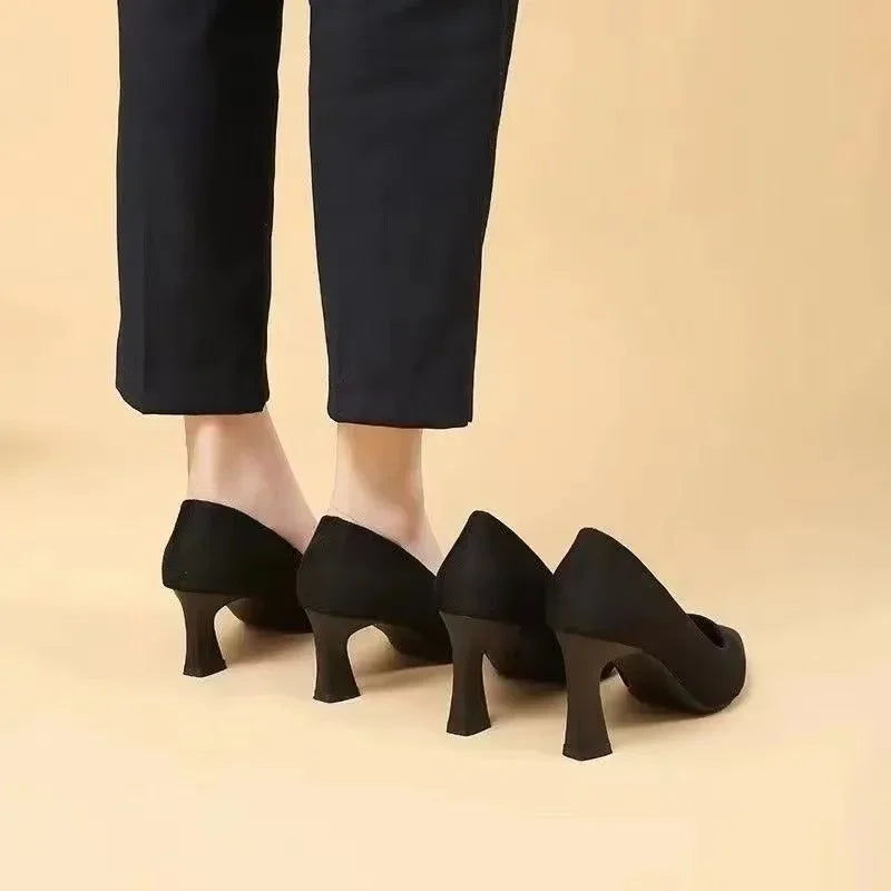 New In Black Special Head Spiral Pattern Fashion Women's Shoes Pointed Fine Heel Wedding High Heels Banquet Nightclub with pumps Shoes