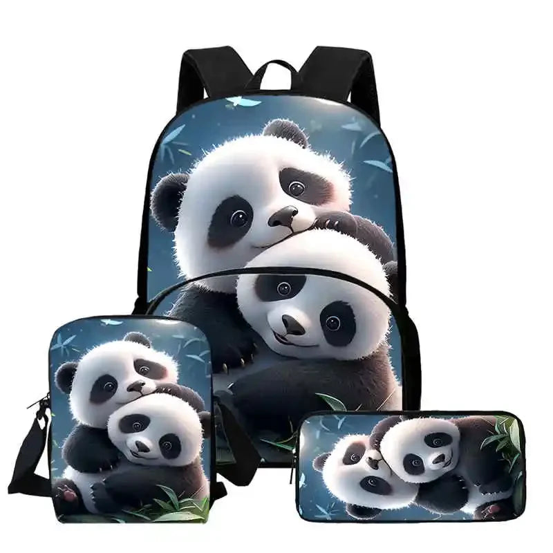 Child School Backpack with Front Pocket,Shoulder Bags,Pencil Bags for Aged 5-10,Cartoon panda School Bags for Boys Girls